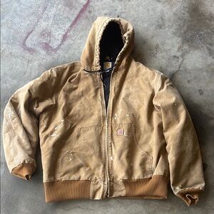 Carhartt Brown Bomber Jacket with Ribbed Details